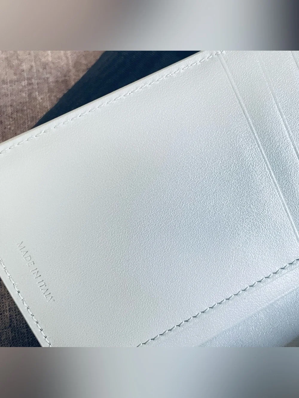 Celine Light Gray Leather Card Holder with Gold Lock